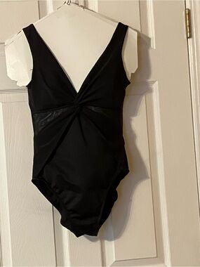 Bathing suit One piece twist front and sheer cutouts